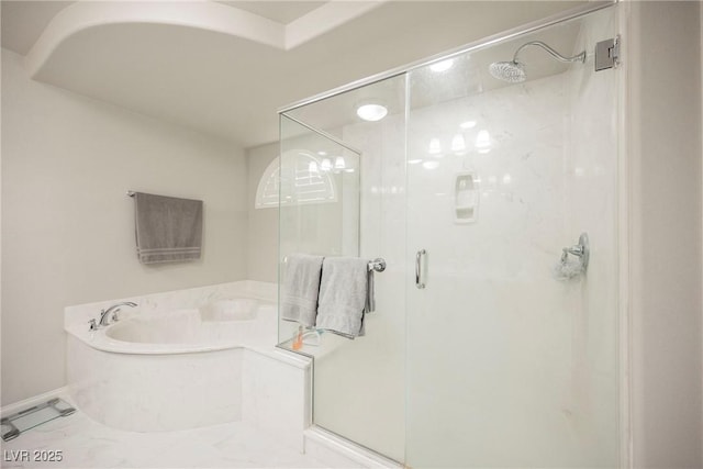 bathroom with plus walk in shower