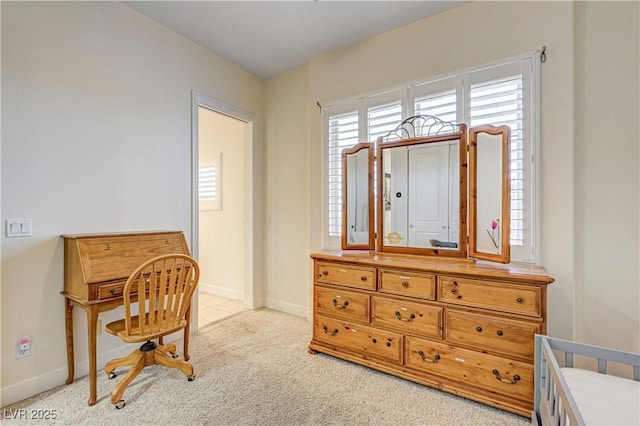 interior space with light colored carpet