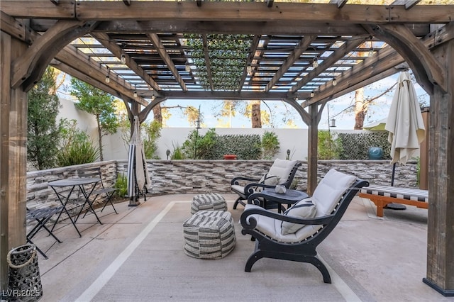 view of patio / terrace featuring a pergola