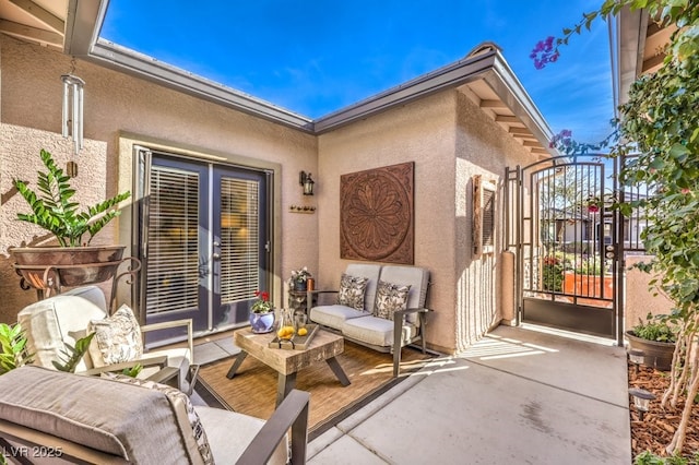 view of patio featuring french doors