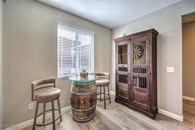 sitting room with light hardwood / wood-style flooring