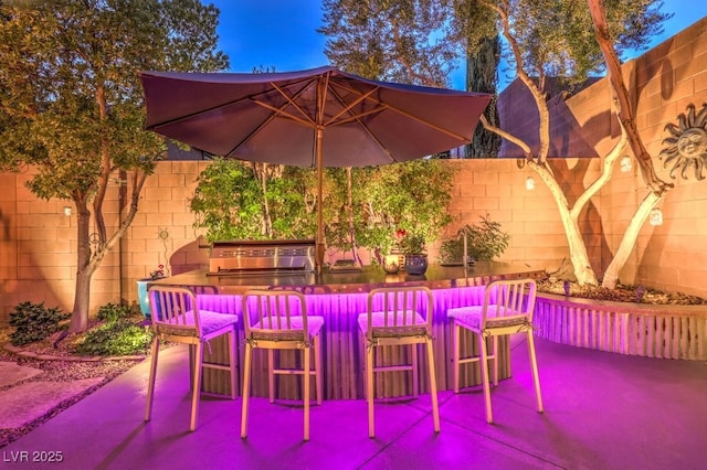 view of patio / terrace with grilling area, exterior kitchen, and exterior bar