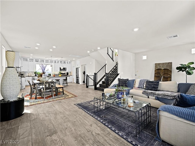 living room featuring light hardwood / wood-style floors