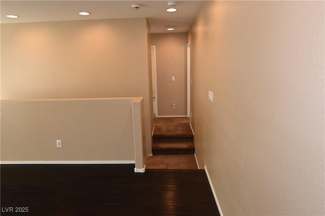 hall featuring dark wood-type flooring