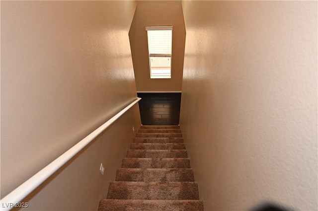 stairway featuring wood-type flooring