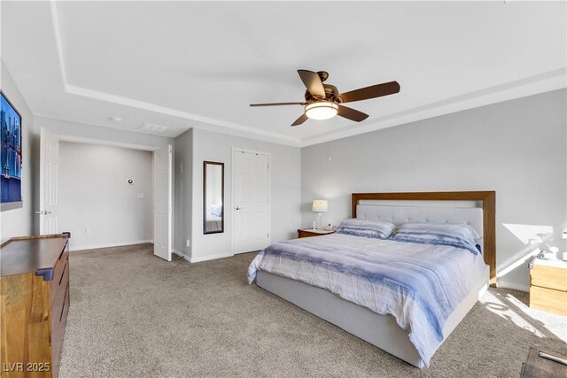 bedroom with carpet floors and ceiling fan