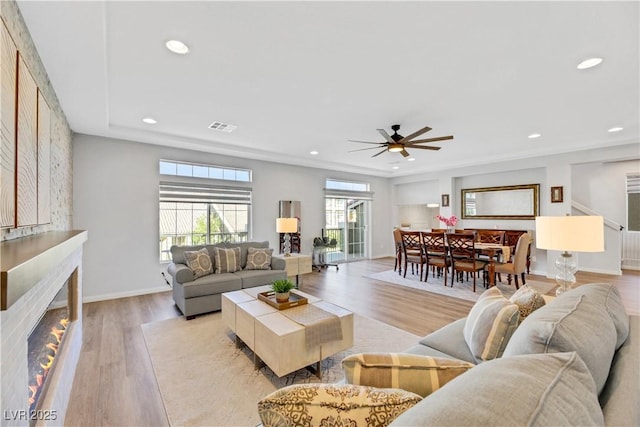 living room featuring light wood-type flooring