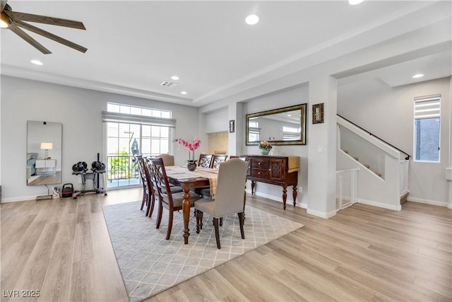 dining area with light wood-type flooring