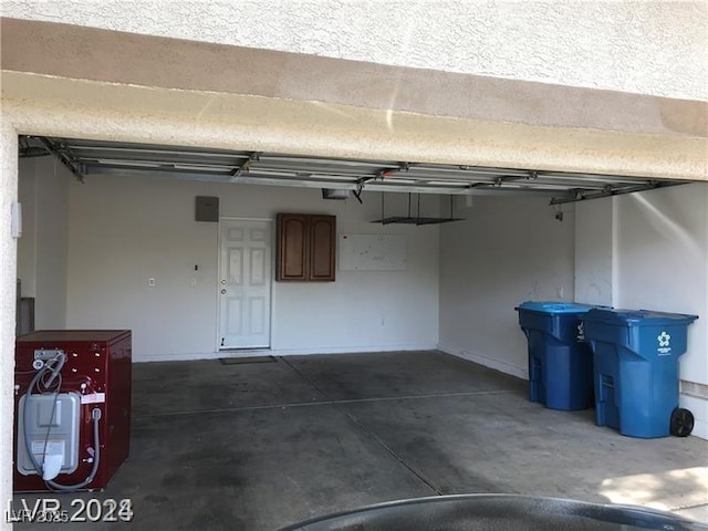 garage with a garage door opener