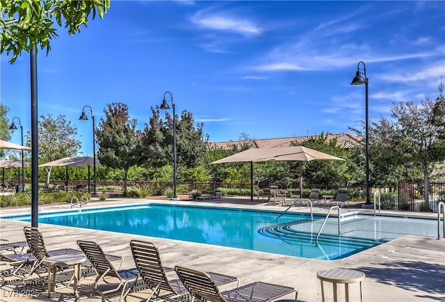 view of pool featuring a patio area