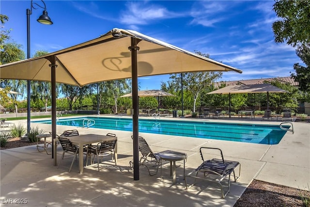 view of swimming pool featuring a patio