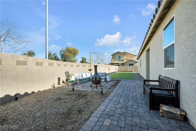 view of patio / terrace featuring an outdoor living space