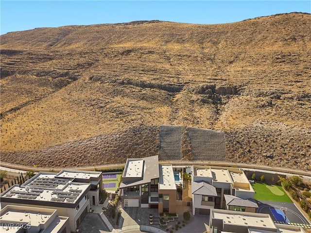 aerial view featuring a mountain view