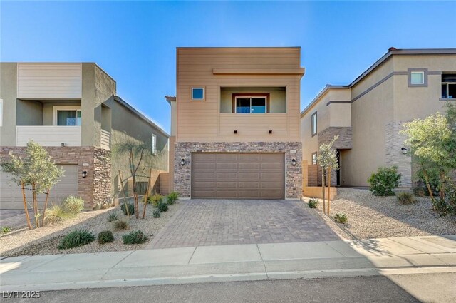 contemporary home with a garage