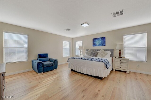 bedroom with light hardwood / wood-style flooring