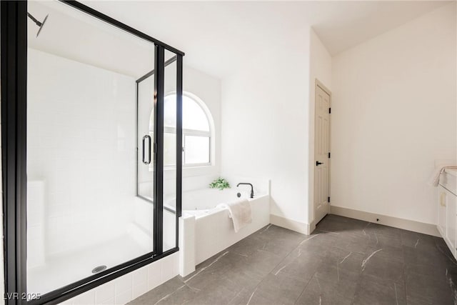 bathroom with plus walk in shower