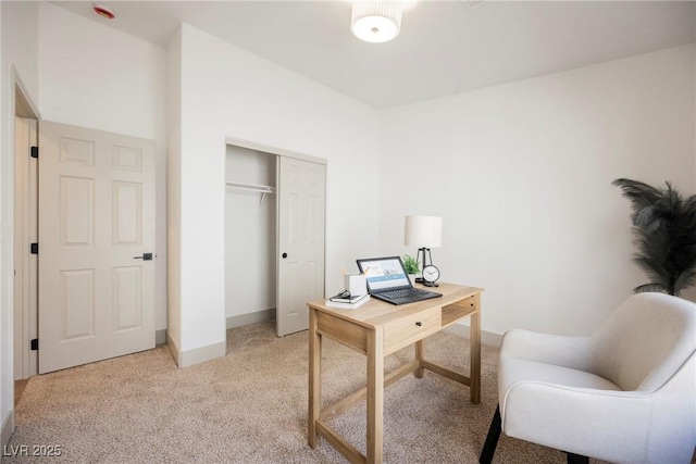 office area with light colored carpet