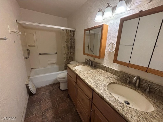 full bathroom featuring vanity, toilet, and shower / bath combination