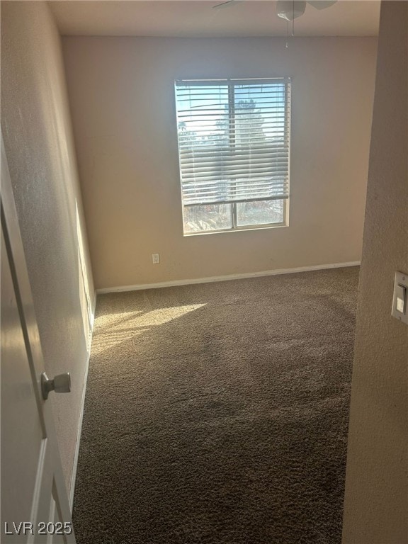 spare room featuring carpet and ceiling fan