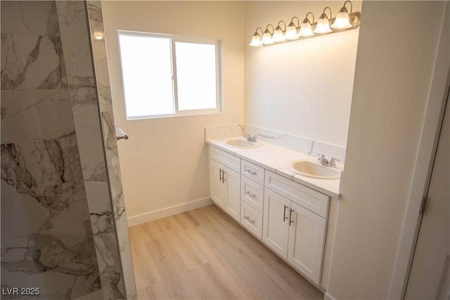 5821 Genoa Ave, Pahrump, NV 89060 - full bathroom with a sink, a marble finish shower, and double vanity