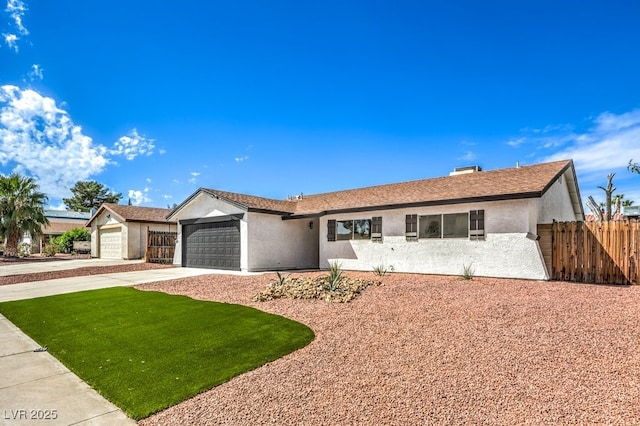 single story home with a garage