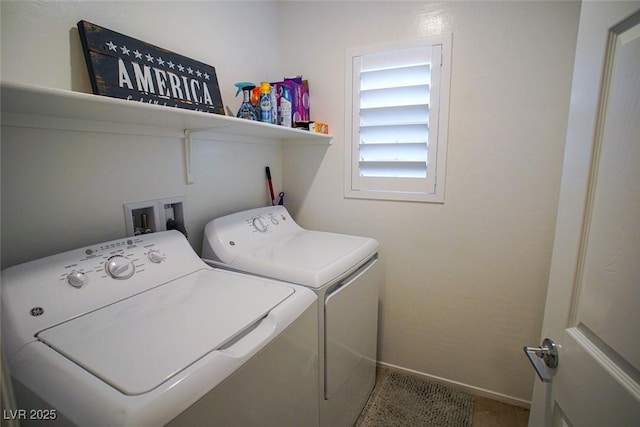 laundry room featuring separate washer and dryer