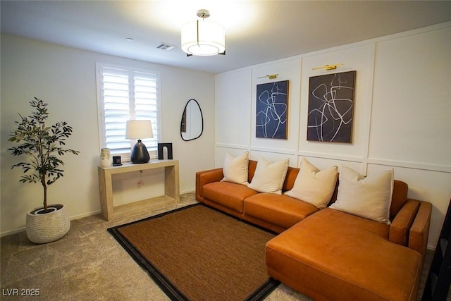 living room featuring carpet flooring