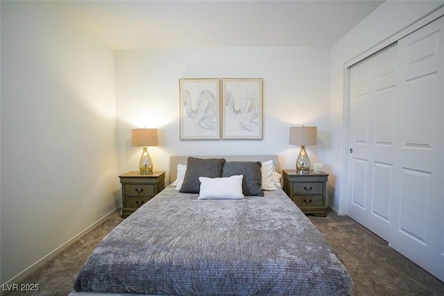 carpeted bedroom featuring a closet