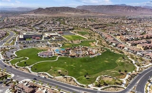 bird's eye view with a mountain view