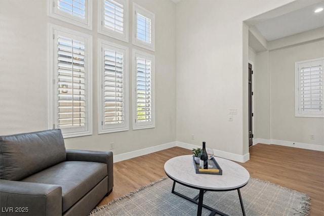 sitting room featuring hardwood / wood-style flooring and plenty of natural light