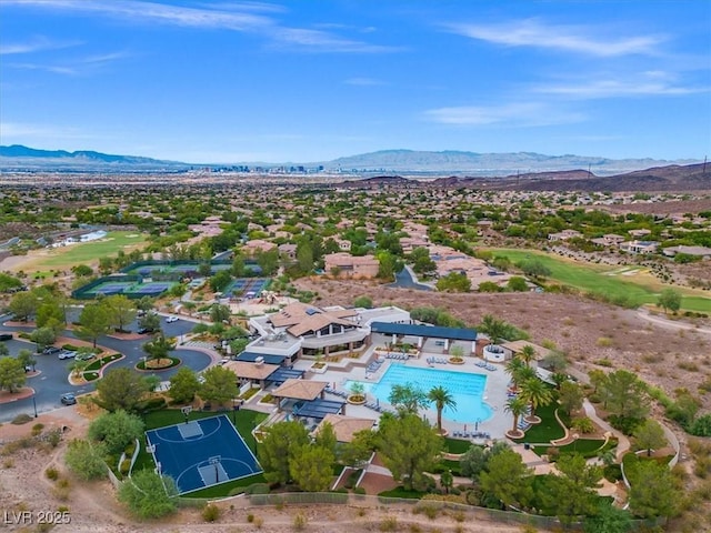 bird's eye view featuring a mountain view