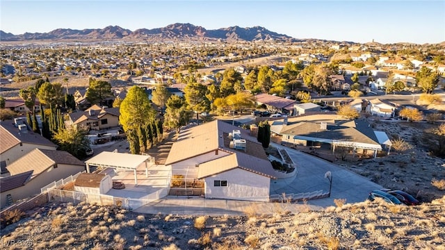 bird's eye view with a mountain view