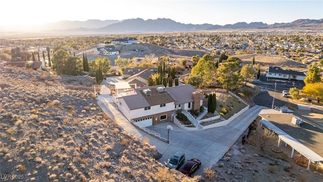 drone / aerial view with a mountain view