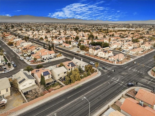 bird's eye view with a mountain view