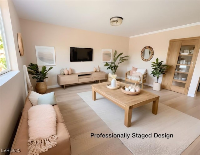 living room featuring light wood-type flooring