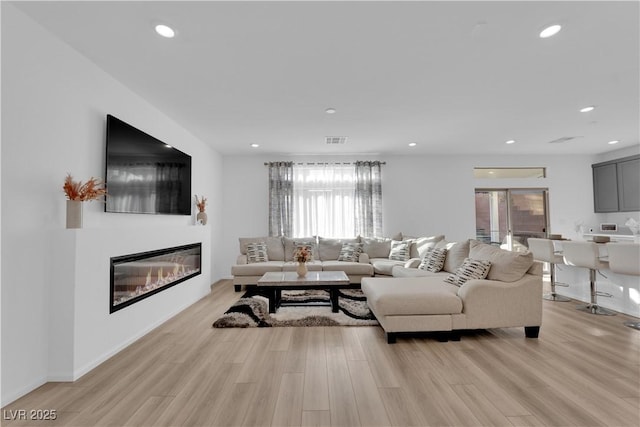 living room featuring light hardwood / wood-style flooring