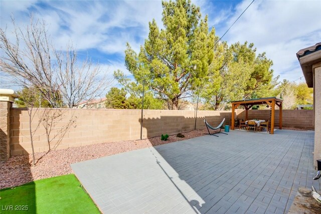 view of patio featuring a gazebo