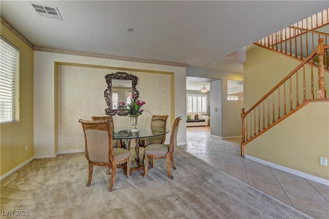 view of tiled dining room