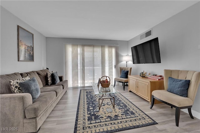 living room featuring light hardwood / wood-style floors