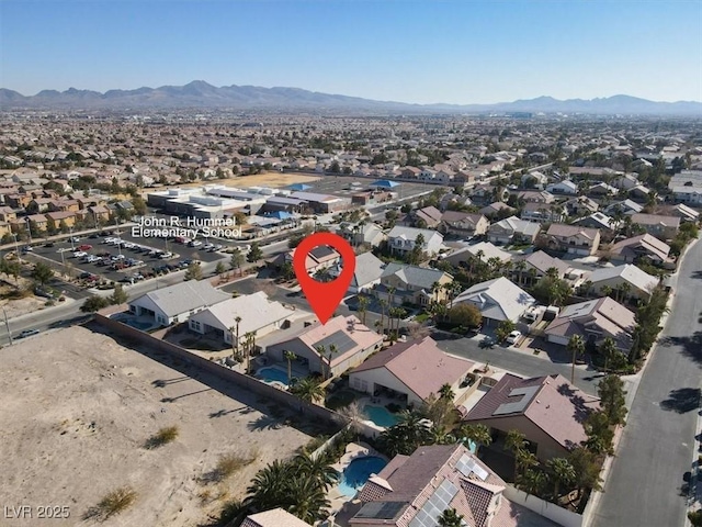 aerial view with a mountain view