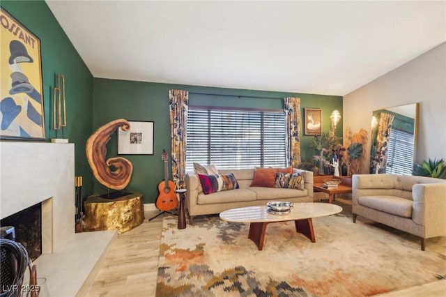 living room with hardwood / wood-style floors