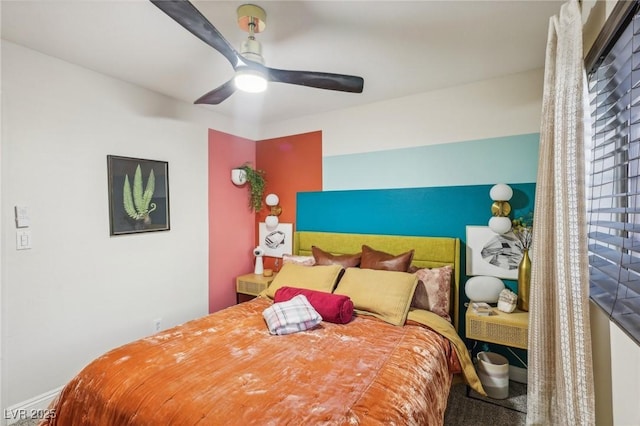 bedroom featuring ceiling fan