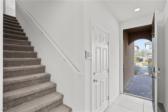 view of tiled foyer entrance