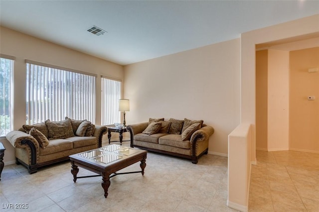 view of tiled living room