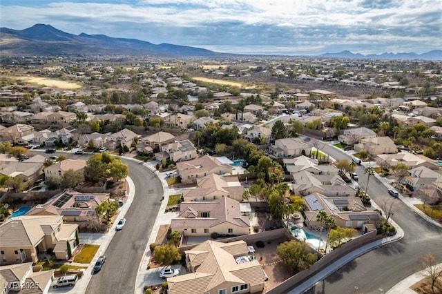 drone / aerial view with a mountain view