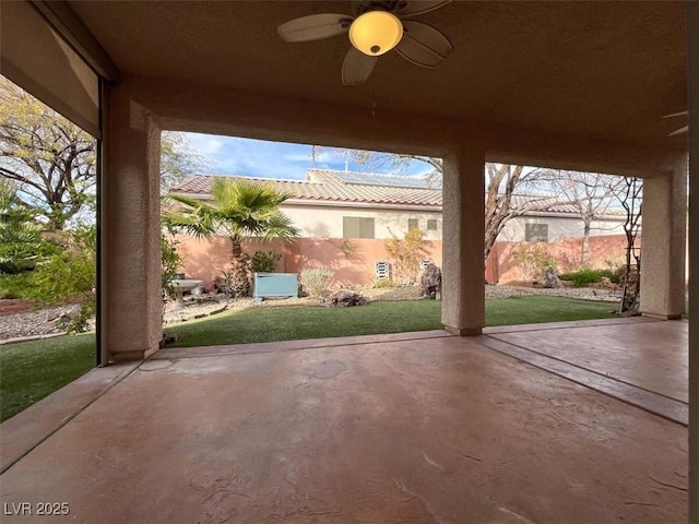 view of patio / terrace featuring ceiling fan