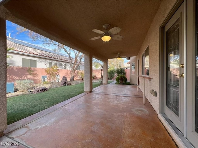 view of patio / terrace with ceiling fan