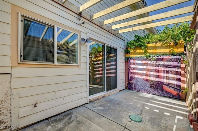 view of patio / terrace featuring a pergola