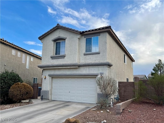 view of front of property with a garage