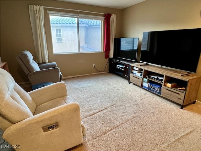 living room featuring carpet floors